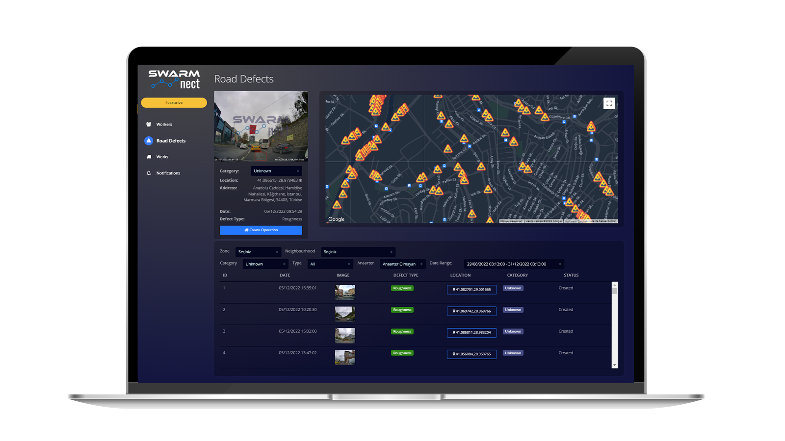 Image of the user interface of Infrastructure Management Platform shown in a PC.